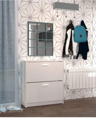 Zapatero Mueble Auxiliar 2 Puertas Blanco