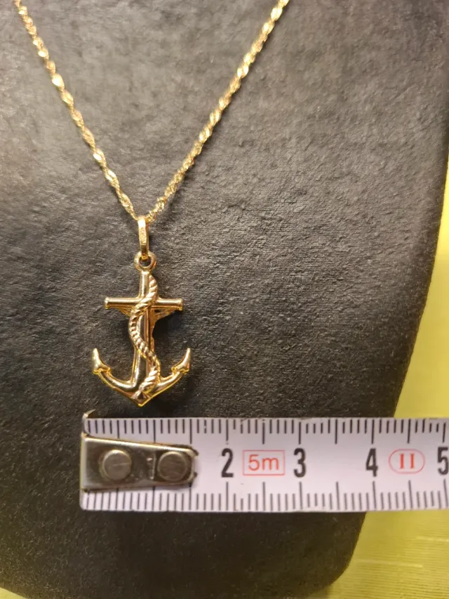 Colgante Ancla Oro 18kl con Cadena 45cm
