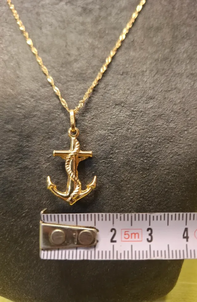 Colgante Ancla Oro 18kl con Cadena 45cm