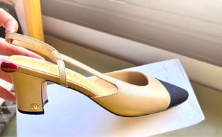 Chanel Slingbacks zapatos T40 color Beige original