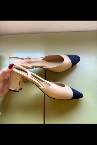 Chanel Slingbacks zapatos T40 color Beige original