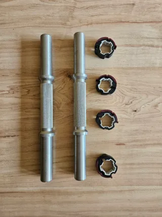 2 Barras mancuernas 35cm + 4 bloqueadores