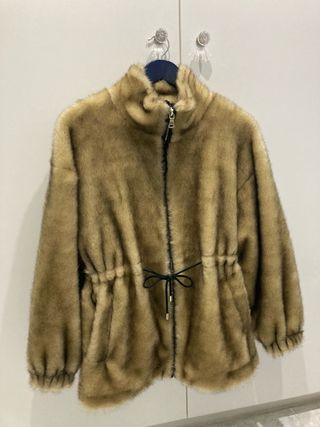 Parka abrigo pelo sintético beige