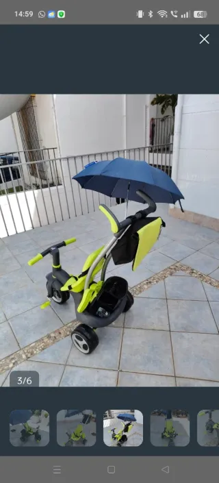 Triciclo infantil con sombrilla