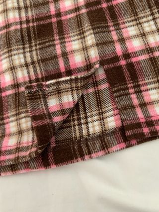 Falda corta cuadros marrón y rosa