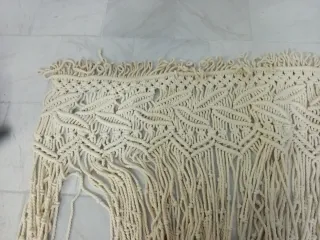 Cortina Macramé Beige/Blanco Algodón/Yute