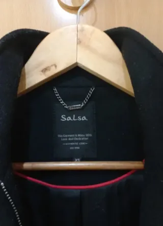 Abrigo negro mujer Salsa