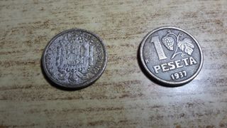 5 Monedas 1 Peseta REPLICA Años 1870
