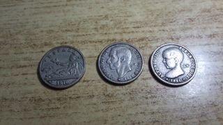 5 Monedas 1 Peseta REPLICA Años 1870