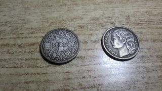 5 Monedas 1 Peseta REPLICA Años 1870