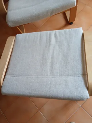 Sillón Poäng y reposapies Ikea Tela y Madera