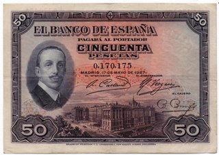 Lote 5 billetes 25-50-100-500 y 1000 Pesetas
