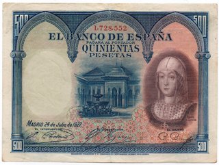 Lote 5 billetes 25-50-100-500 y 1000 Pesetas