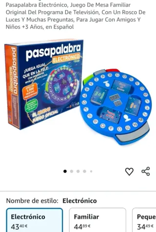 Pasapalabra Electrónico, Juego De Mesa Familiar