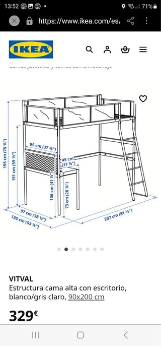 Litera alta IKEA VITVAL con escritorio