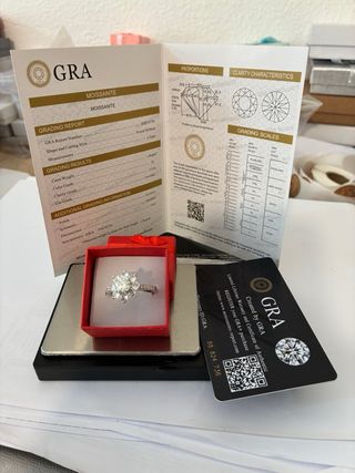 Anillo Roseton Plata rodiada Con 1.00 Ct Moissanit