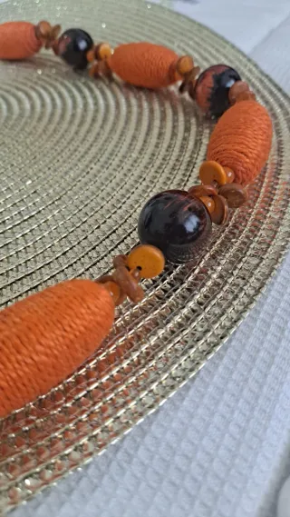 Collar Boho Naranja y Marrón
