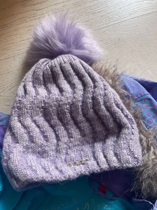 Traje de esquí infantil morado y turquesa