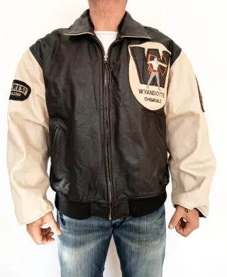 Cazadora universitaria cuero auténtico XXXL medida