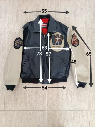 Cazadora universitaria cuero auténtico XXXL medida