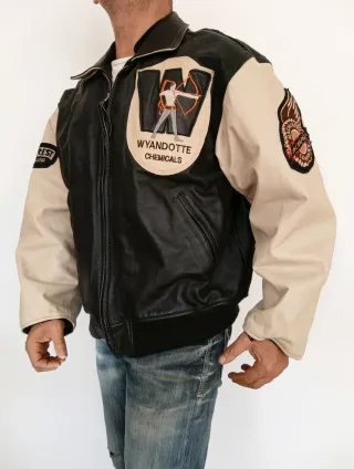 Cazadora universitaria cuero auténtico XXXL medida