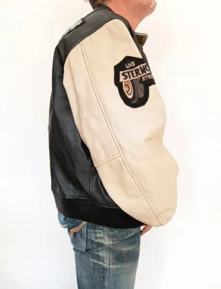 Cazadora universitaria cuero auténtico XXXL medida