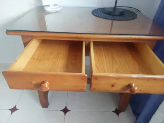 Mesa escritorio o cocina madera y cristal