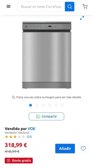 Lavavajillas Vok Inox.