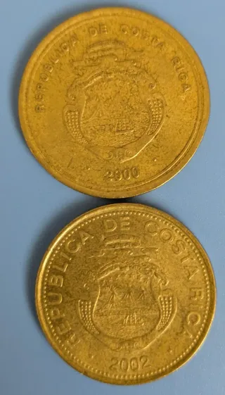 2 Monedas 100 y 50 Colones BCCR