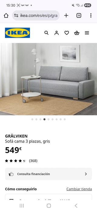 Sofá Cama Gris Tela