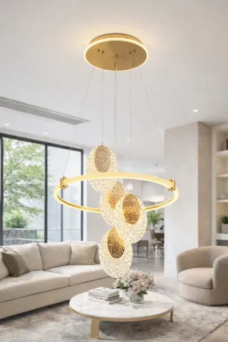 Lampadario LED design moderno oro sospensione