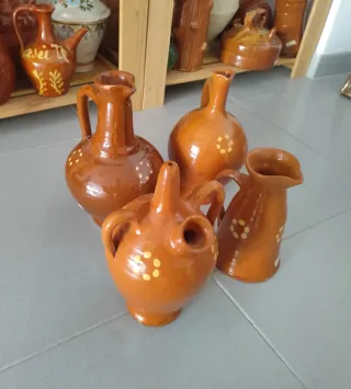 Lote de 4 botijos de barro