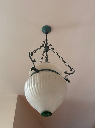 2 Lampadari Vetro Satinato Ferro