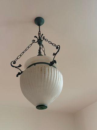 2 Lampadari Vetro Satinato Ferro