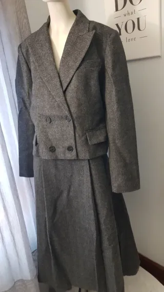 Zara zw collection blazer with a midi skirt