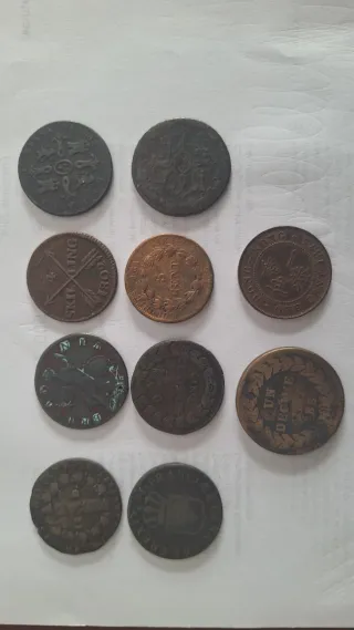 Colección monedas cobre antiguas de varios paises.