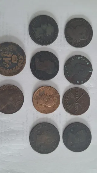 Colección monedas cobre antiguas de varios paises.