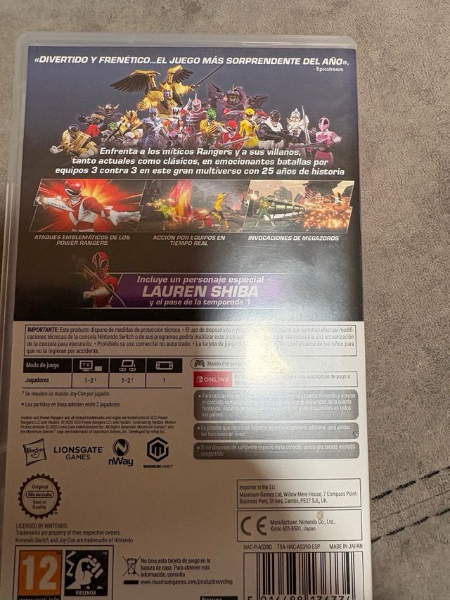 Power Rangers Nintendo Switch em perfeito estado e funcionamento
