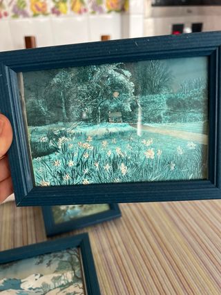 Lote 3 Cuadros ilustraciones metalizadas