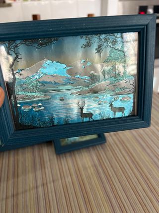 Lote 3 Cuadros ilustraciones metalizadas