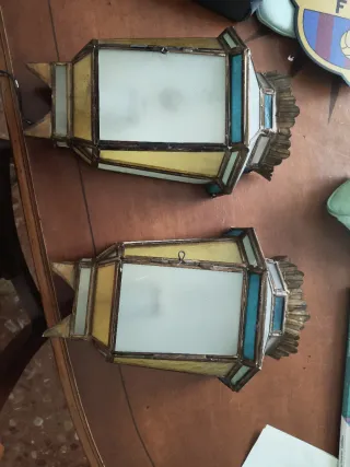 Apliques de luz vintage dorados y turquesa