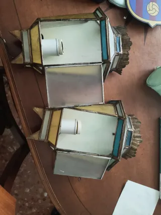 Apliques de luz vintage dorados y turquesa