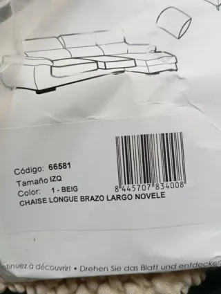 Funda sofá chaise longue beige