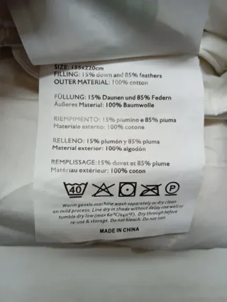 Edredón de plumas cama 90