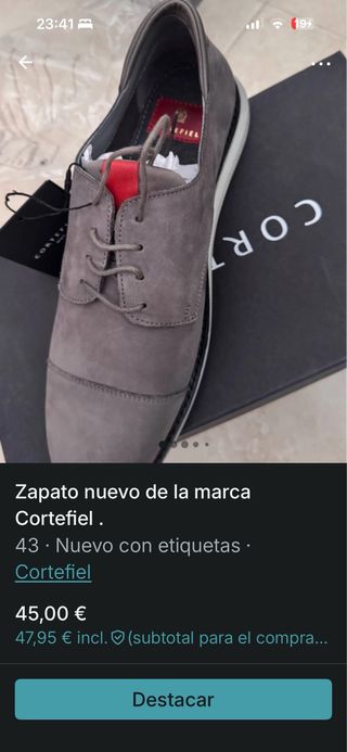 Zapato Cortefiel gris talla 43