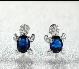 Orecchini Tartaruga Blu Zirconi Argento