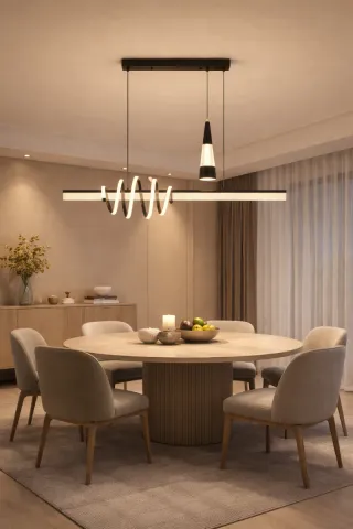Lampadario LED moderno nero con pendente