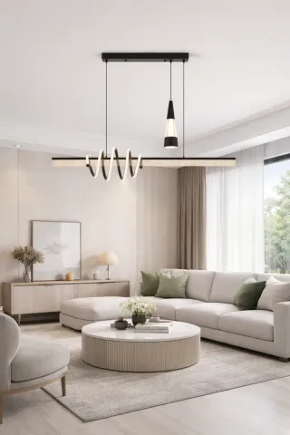 Lampadario LED moderno nero con pendente