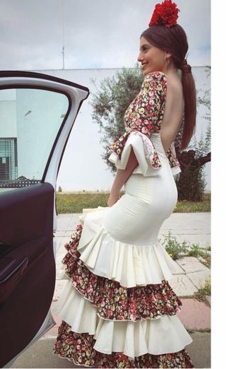 Traje Flamenca Diseño Floral Talla S