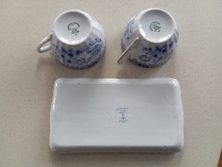 Bandeja y 2 tazas porcelana Tuppack Tiefenfurt